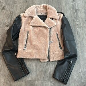 BCBGMaxAzria Black and dusty pink Leather Jacket